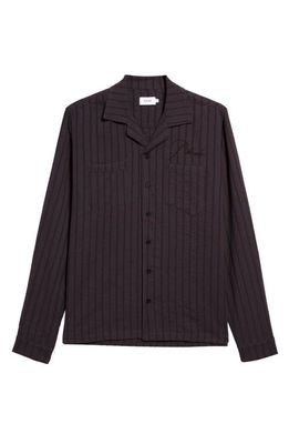 Rhude Slate Stripe Embroidered Logo Button-Up Shirt in Blue Stripe