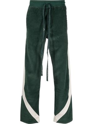 Rhude striped corduroy track pants - Green