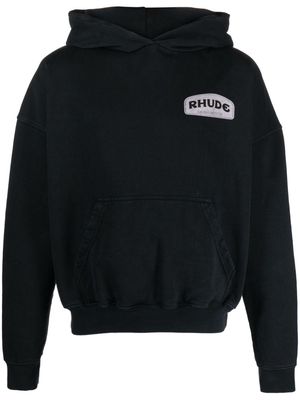 Rhude Supercross logo-print cotton hoodie - Black
