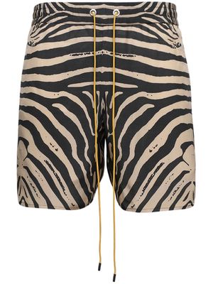 RHUDE zebra-print silk shorts - Black
