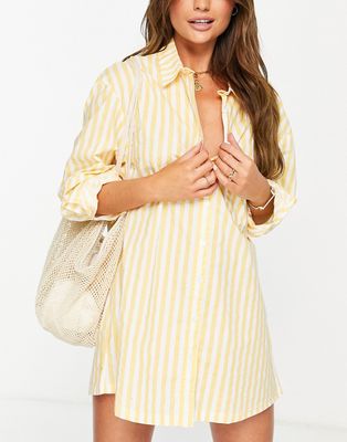 Rhythm Sicily oversized beach shirt in yellow stripe