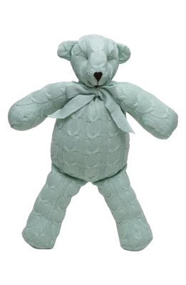 RIAN TRICOT Plush Cable Knit Teddy Bear in Green