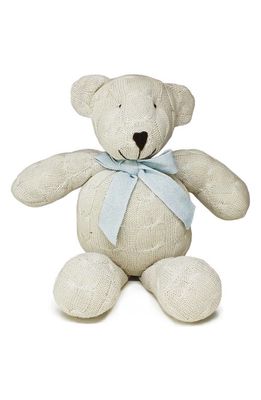 RIAN TRICOT Plush Cable Knit Teddy Bear in Light Blue