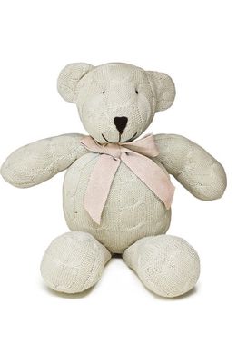 RIAN TRICOT Plush Cable Knit Teddy Bear in Pink