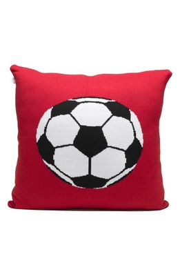 RIAN TRICOT Soccer Ball Accent Pillow in Dark Red
