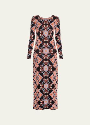 Rianna Paisley Jacquard Slim-Fit Midi Dress