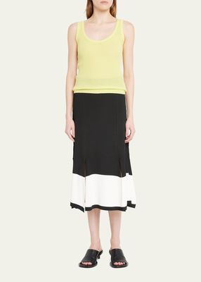 Rib Tank Top with Contrast Line
