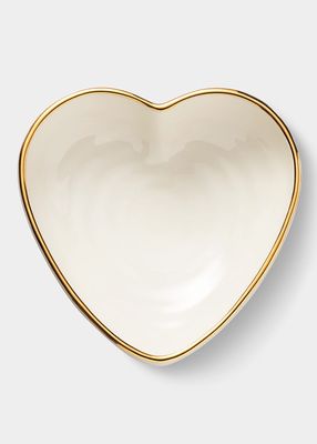 Ribbed 24K-Gold Rim Heart Dish