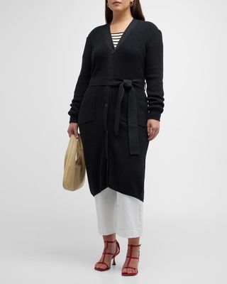 Ribbed Belted Cotton-Cashmere Cardigan