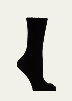 Ribbed Cashmere Crew Socks