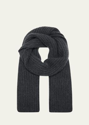 Ribbed Cashmere Scarf, Black