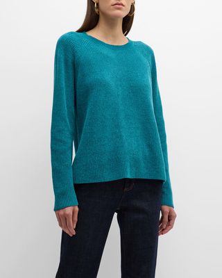 Ribbed Crewneck Chenille Sweater