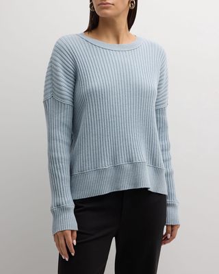 Ribbed Crewneck Cotton-Cashmere Sweater