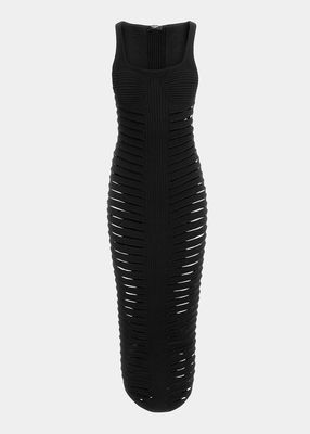Ribbed Cut-Out Midi Bodycon Dress