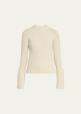 Ribbed Double-Cuff Cashmere Sweater