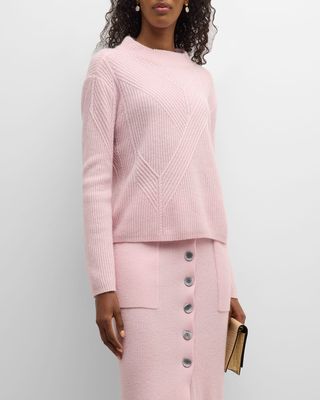 Ribbed Funnel-Neck Wool-Cashmere Sweater