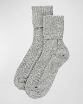 Ribbed Grey Cashmere Socks