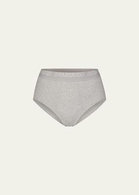 Ribbed High-Rise Crystal Logo Briefs