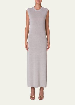 Ribbed Linen Maxi Dress with Slit