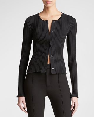 Ribbed Long-Sleeve Novelty Top