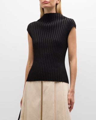Ribbed Mock-Neck Top