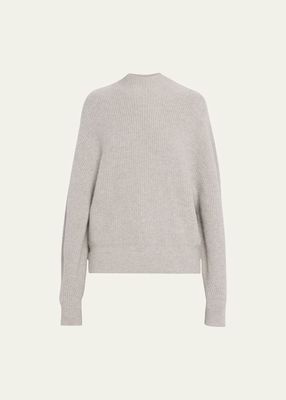 Ribbed Mock-Neck Wool Sweater