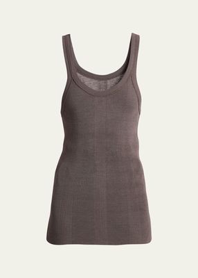 Ribbed Slim Silk Tank Top