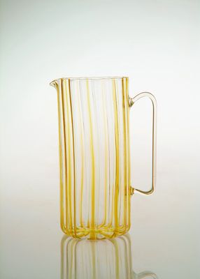 Ribbed Tall Straight Glass Pitcher, Amber