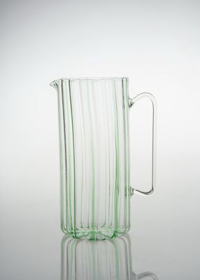 Ribbed Tall Straight Glass Pitcher, Green