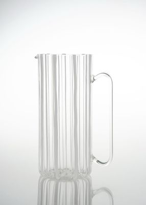 Ribbed Tall Straight Glass Pitcher, White