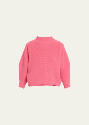 Ribbed Three-Quarter Sleeve Cashmere Sweater