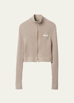 Ribbed Wool Crop Cardigan