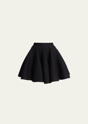 Ribbed Wool Fit-Flare Mini Skirt
