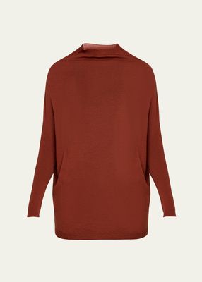 Ribbed Wool Mockneck Sweater