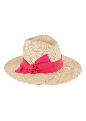 Ribbon-Trimmed Wide-Brim Straw Hat