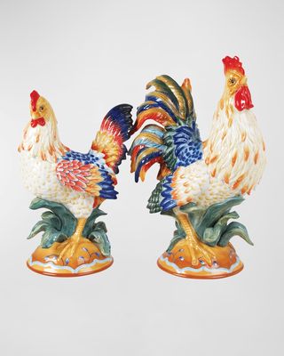 Ricamo Rooster & Hen Figurine Set