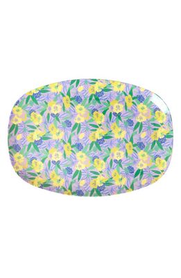 Rice by Rice Set of Four Oblong Melamine Plates in Fancy Pansy