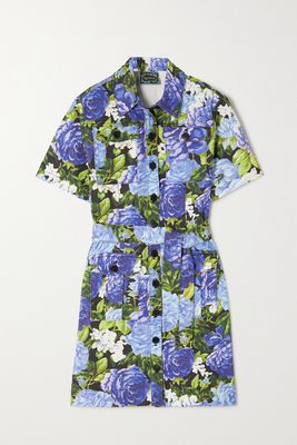 Richard Quinn - Floral-print Denim Mini Dress - Purple