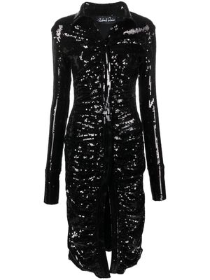 Richard Quinn sequin-embellished draped midi dress - Black