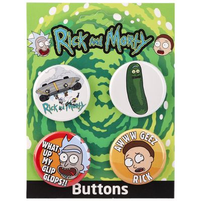 Rick And Morty Set of Four 1.25"  Buttons