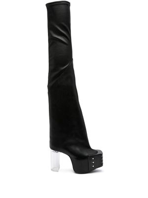 Rick Owens 120mm thigh-length leather boots - Black