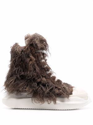 Rick Owens Abstract furry high-top sneakers - White