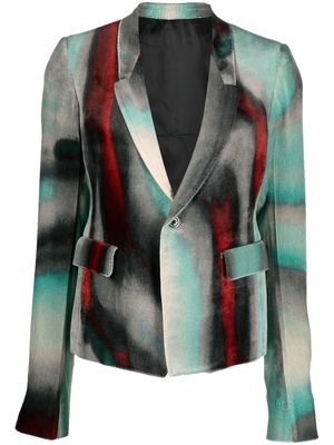 Rick Owens abstract-print cotton blazer - Green
