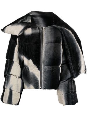 Rick Owens abstract-print funnel-neck padded jacket - Black