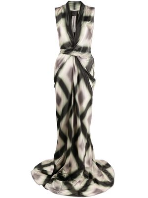 Rick Owens abstract-print wrap gown - Black