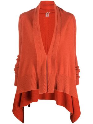 Rick Owens asymmetric knitted cardigan - Orange