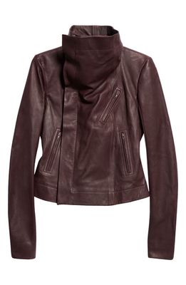Rick Owens Asymmetric Leather & Virgin Wool Biker Jacket in Amethyst