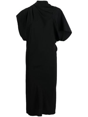 Rick Owens asymmetric-neck midi dress - Black