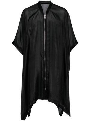 Rick Owens asymmetric silk-habotai coat - Black