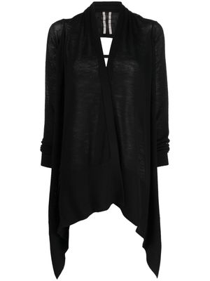 Rick Owens asymmetric wool-blend cardigan - Black